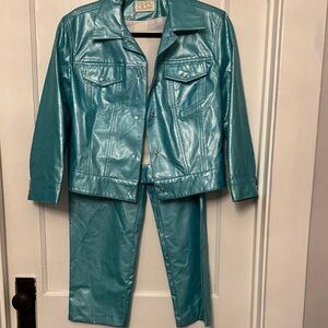 Cache Teal Jacket Size 10 and  Capri pant Size 6
